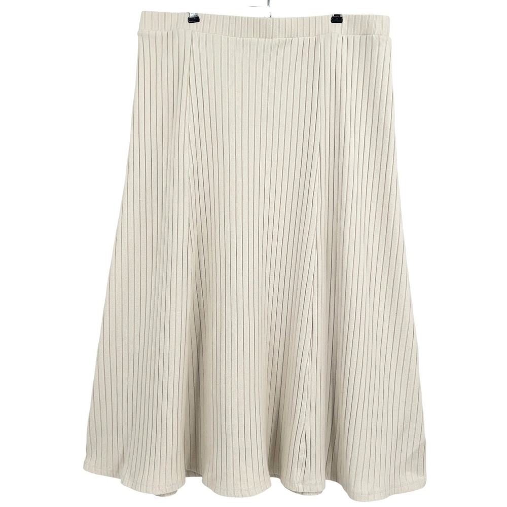 Old Navy Womens Ribbed Knit Midi Maxi Skirt Cream A-Line Elastic XL